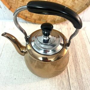 Vintage potobelo teapot stainless copper color